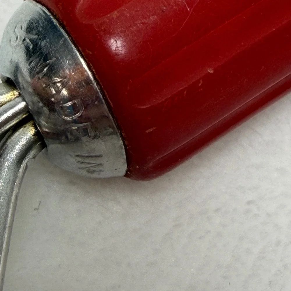 VTG Red Bakelite Handle Potato Masher Stainless Steel Retro MCM‎ Farmhouse